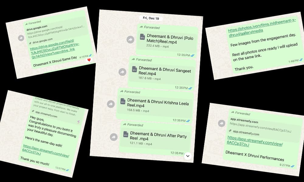 Before Handee: links spread across multiple chats and tools.